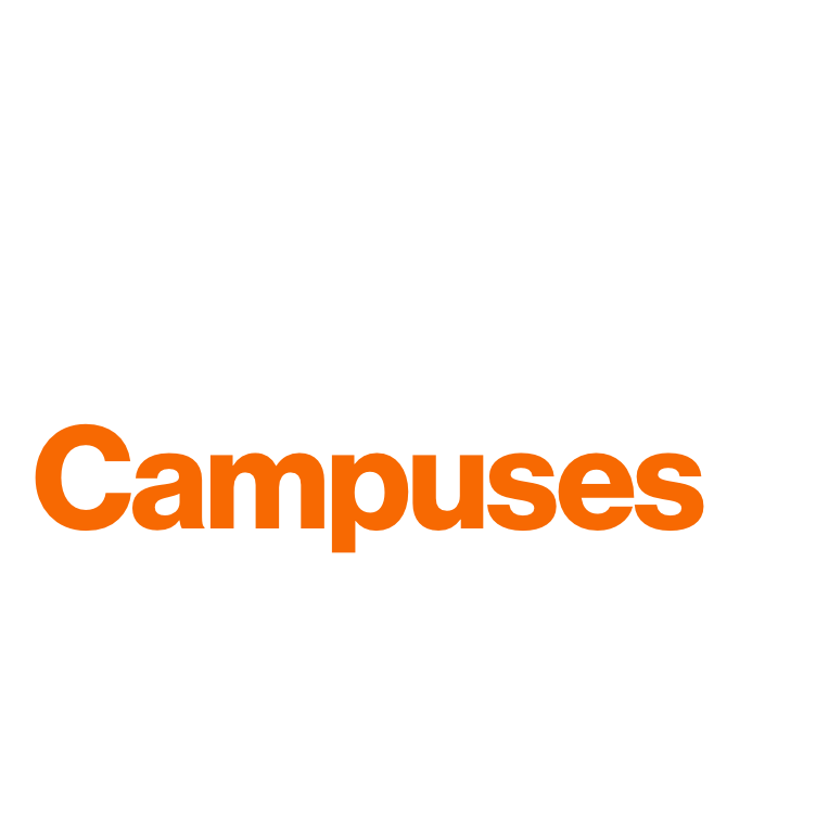 A simple graphic with the text Global Campuses, featuring Global in white and Campuses in orange, on a black background.