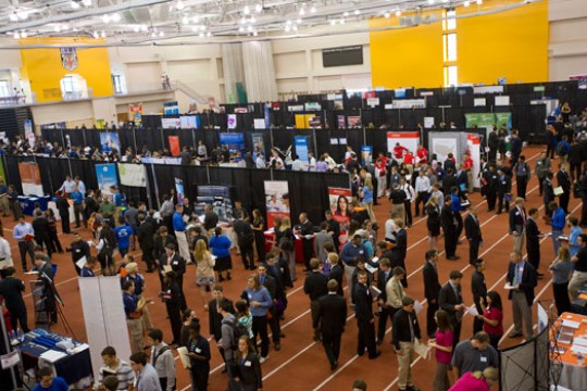 People walking around event