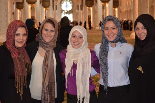 People posing for camera