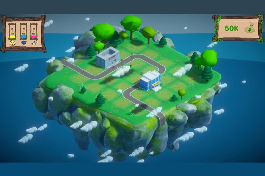 screenshot of a video game with a floating city.