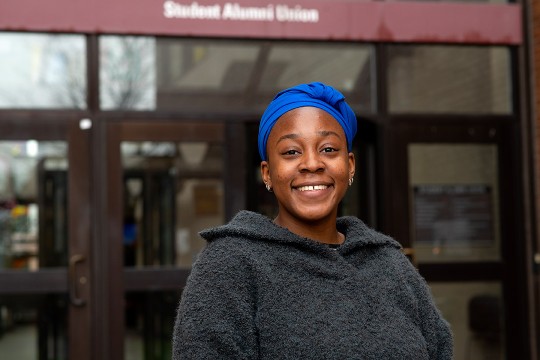 environmental portrait of student Zoraa Victor.