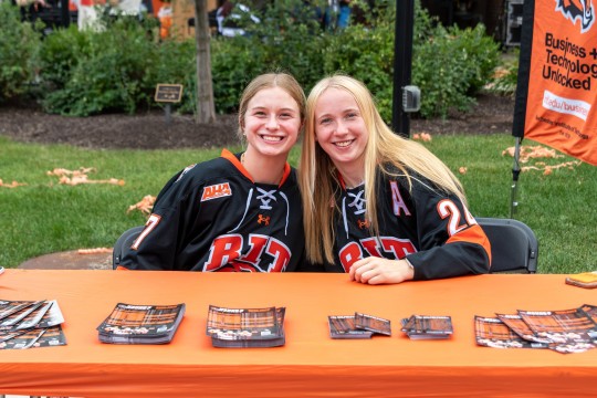 two RIT womens hockey players (Go Tigers!)