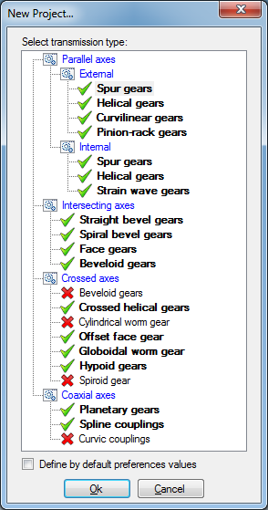 New project window for IGD application