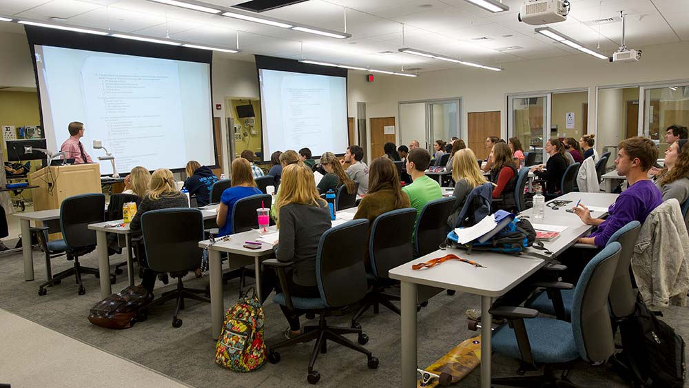 Students sitting in a classroom