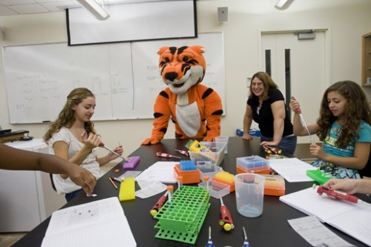People working in classroom