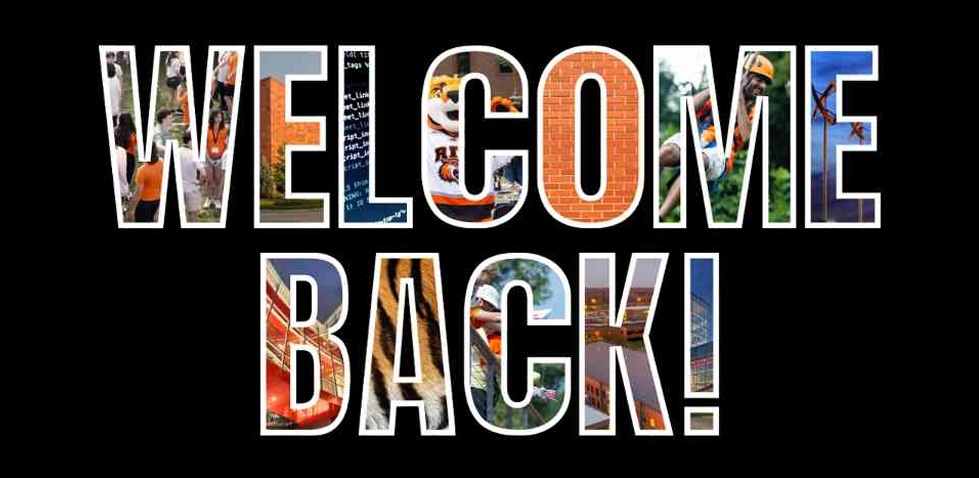 Big text that says "WELCOME BACK!" on a solid black background