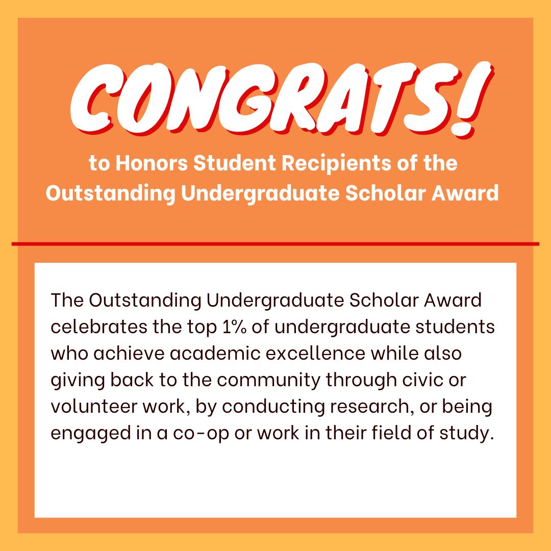 Congratulatory message for Outstanding Scholar winners
