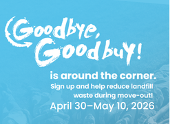 Goodbye, Goodbuy in white text on a blue background