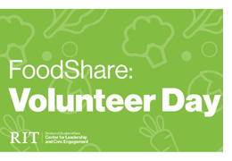 Green Image with RIT Foodshare Logo and RIT CLCE logo