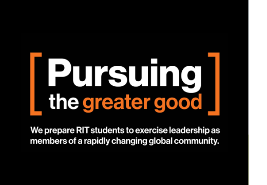 Pursuing the greater good in white text on a black background