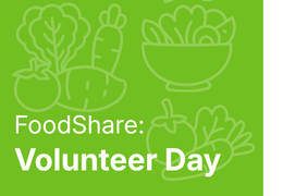 'FoodShare Volunteer Day' in white text on a green background.