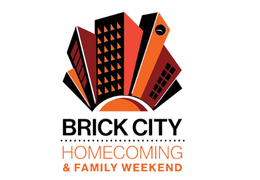 Brick City Homecoming Weekend Logo in orange and black on a white background