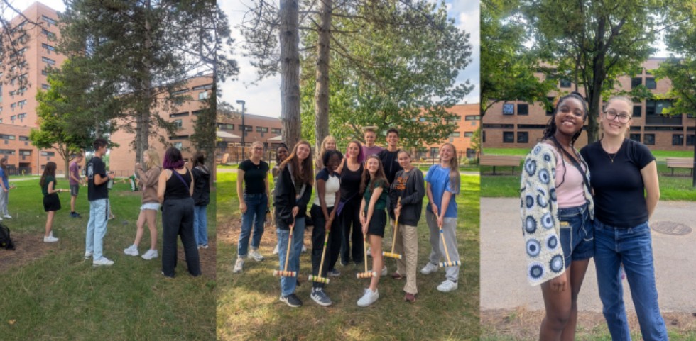Students socializing and playing games