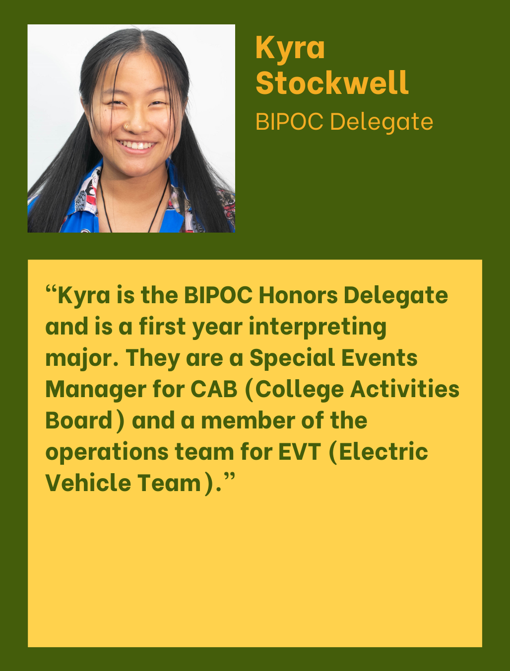 Kyra Stockwell BIPOC delegate