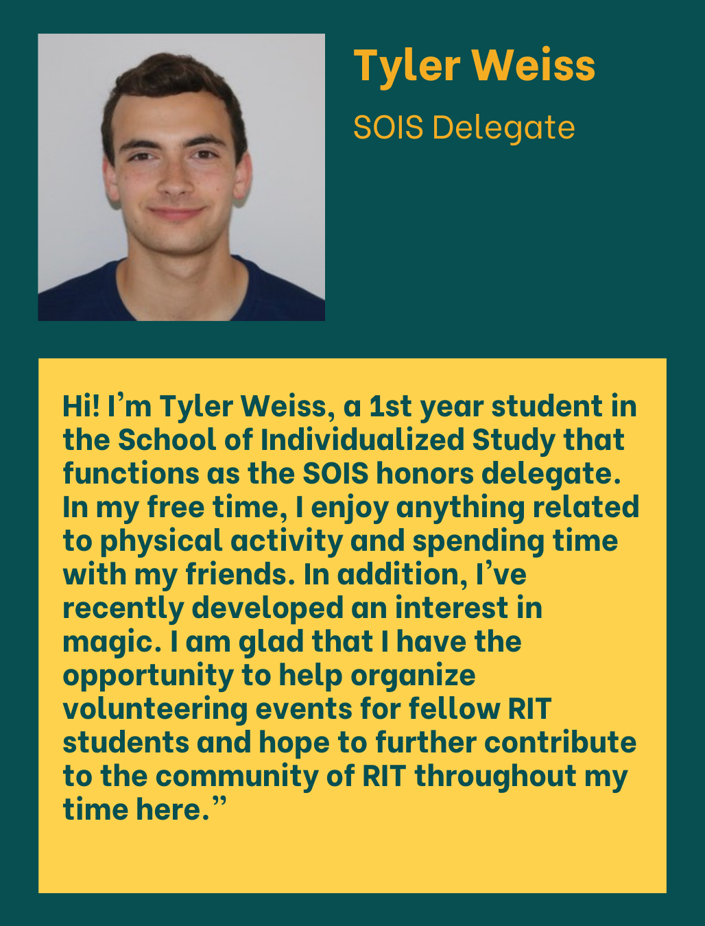 Tyler Weiss SOIS Delegate