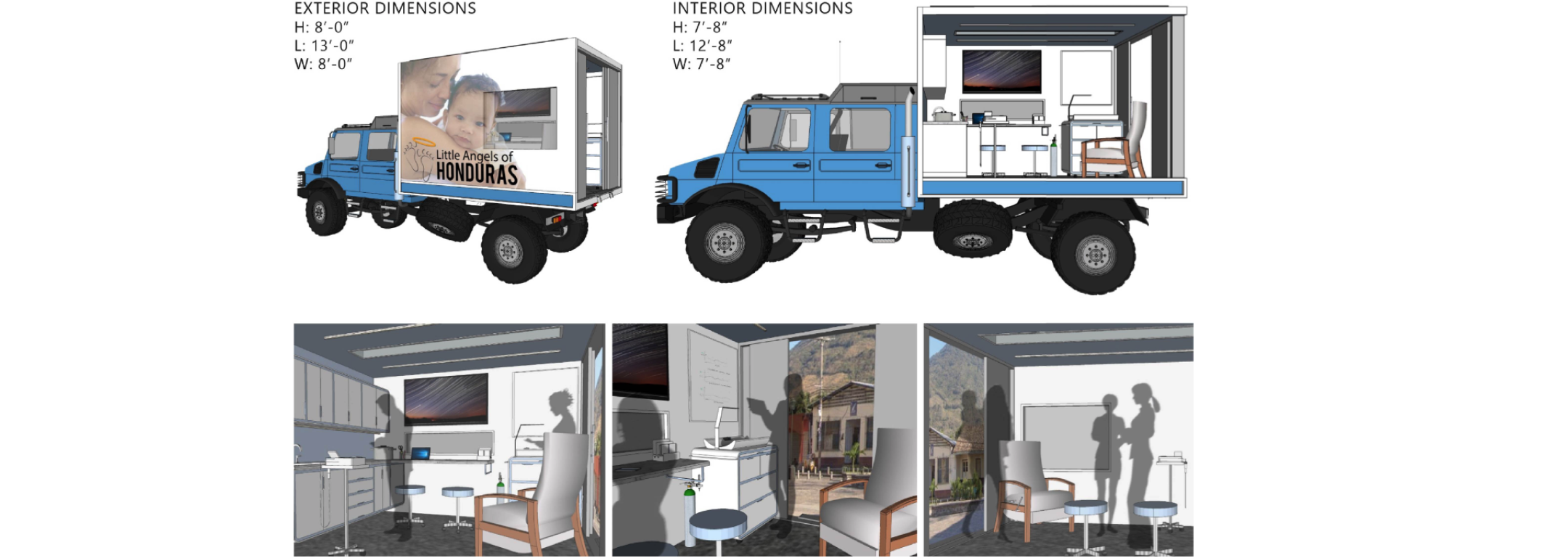 Exterior and interior designs of the Mobile Education Unit