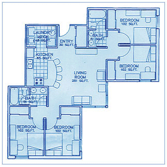4 bedroom apartment at RIT Housing University Commons