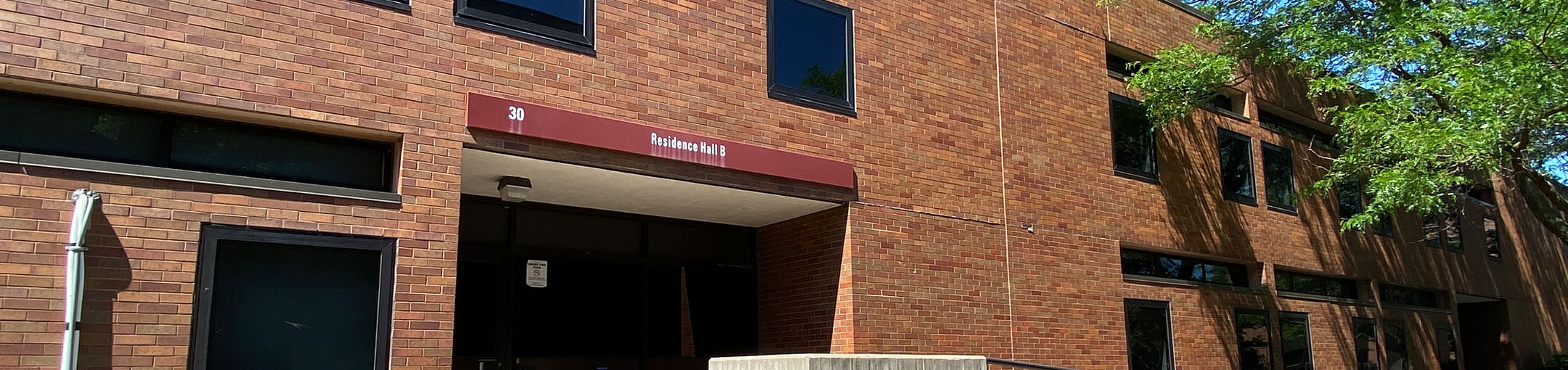 entrance of brick residence hall B