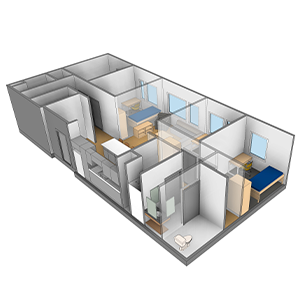 3D rendering of four bedrooms