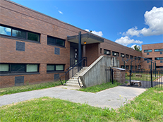 entrance to brick residence hall D