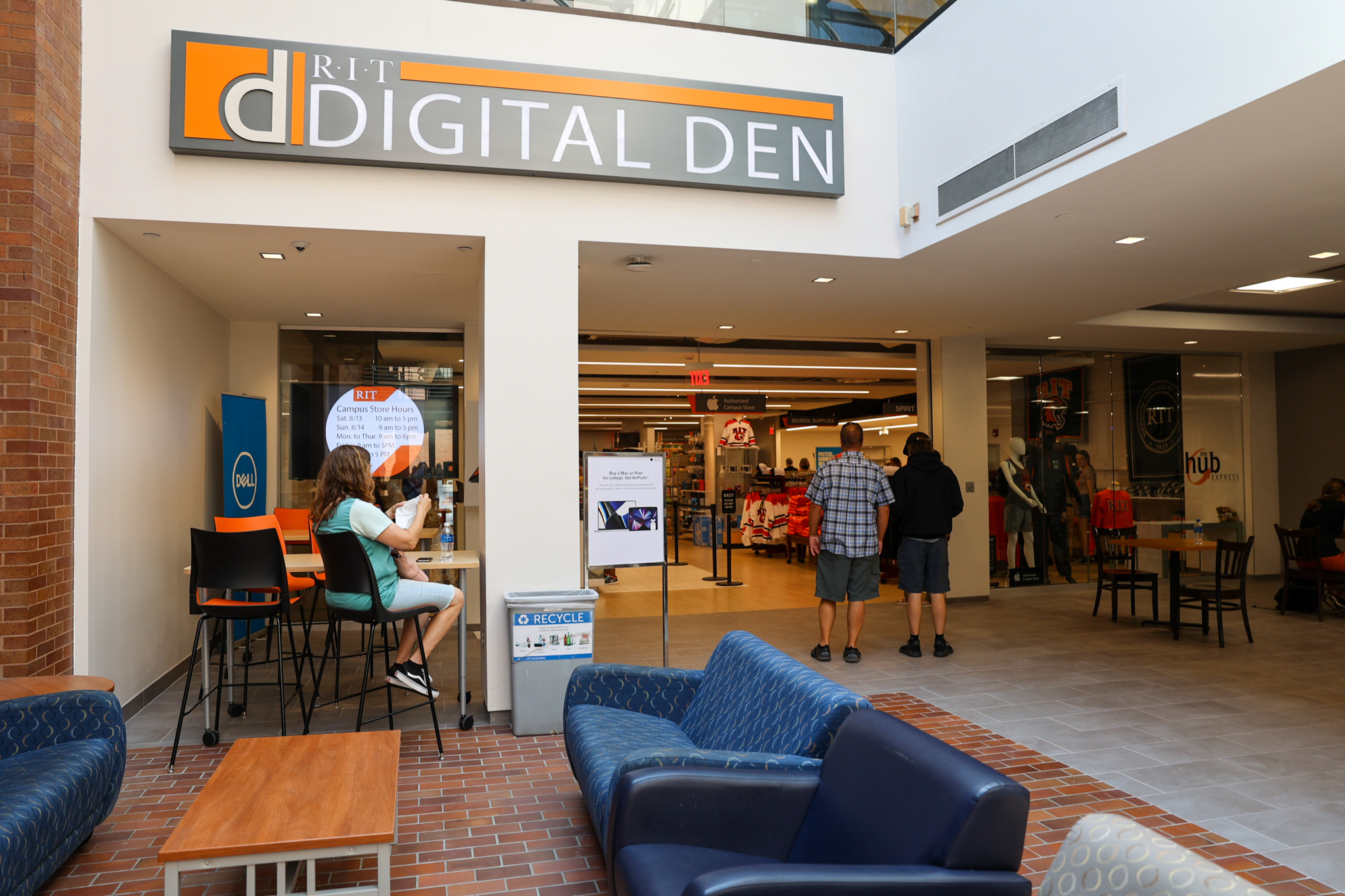 campus store store front with digital den sign