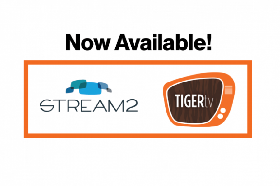 a logo saying Stream TV next to a TV icon inside an orange box. Also says Now available!
