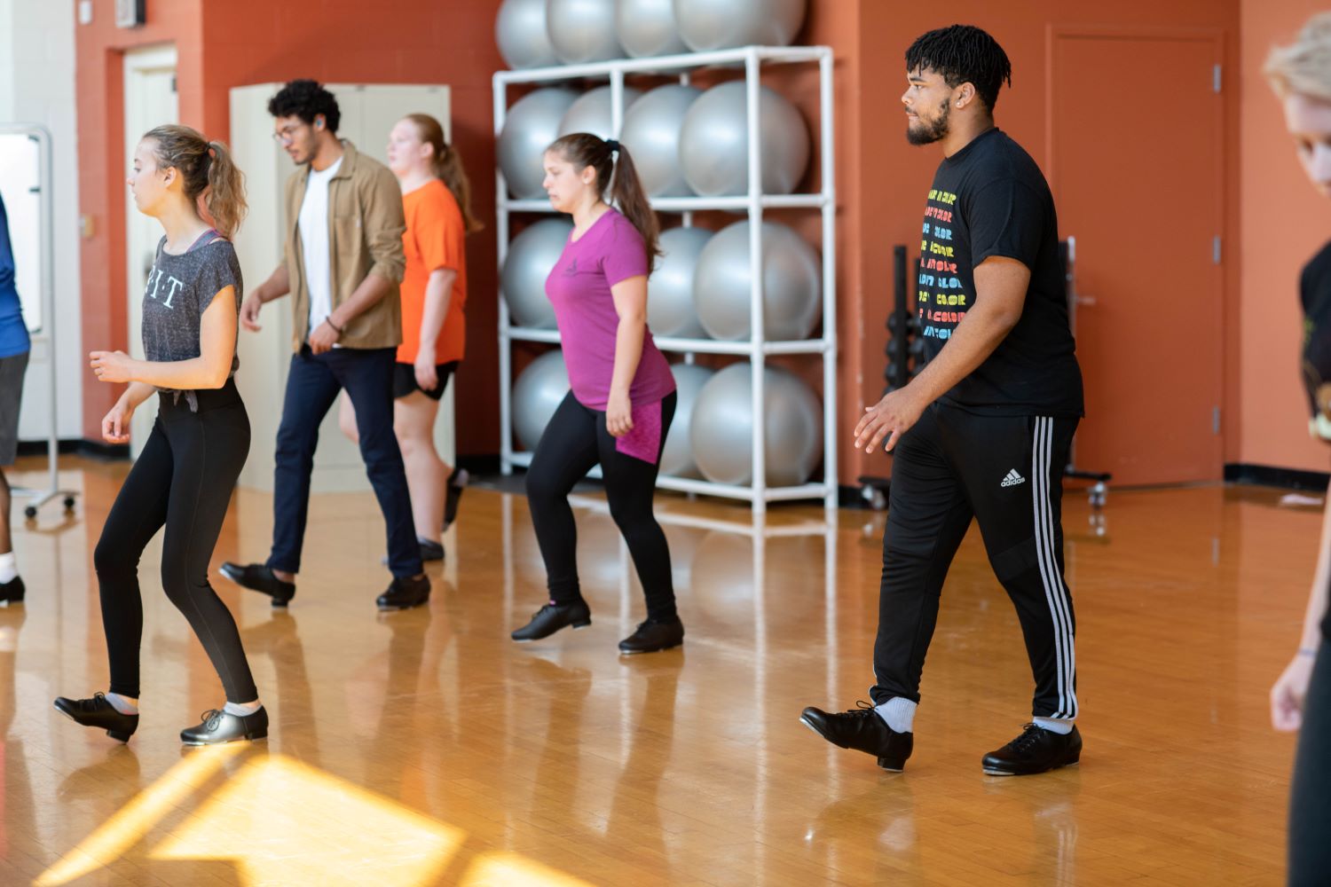 tap dancers in student health center gym