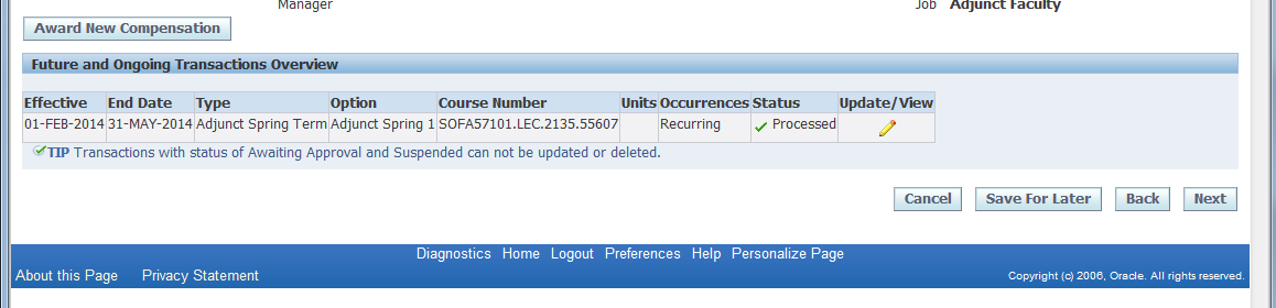 Future and Outgoing Transactions