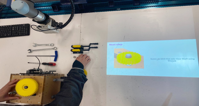 Top down view of assembly bench.