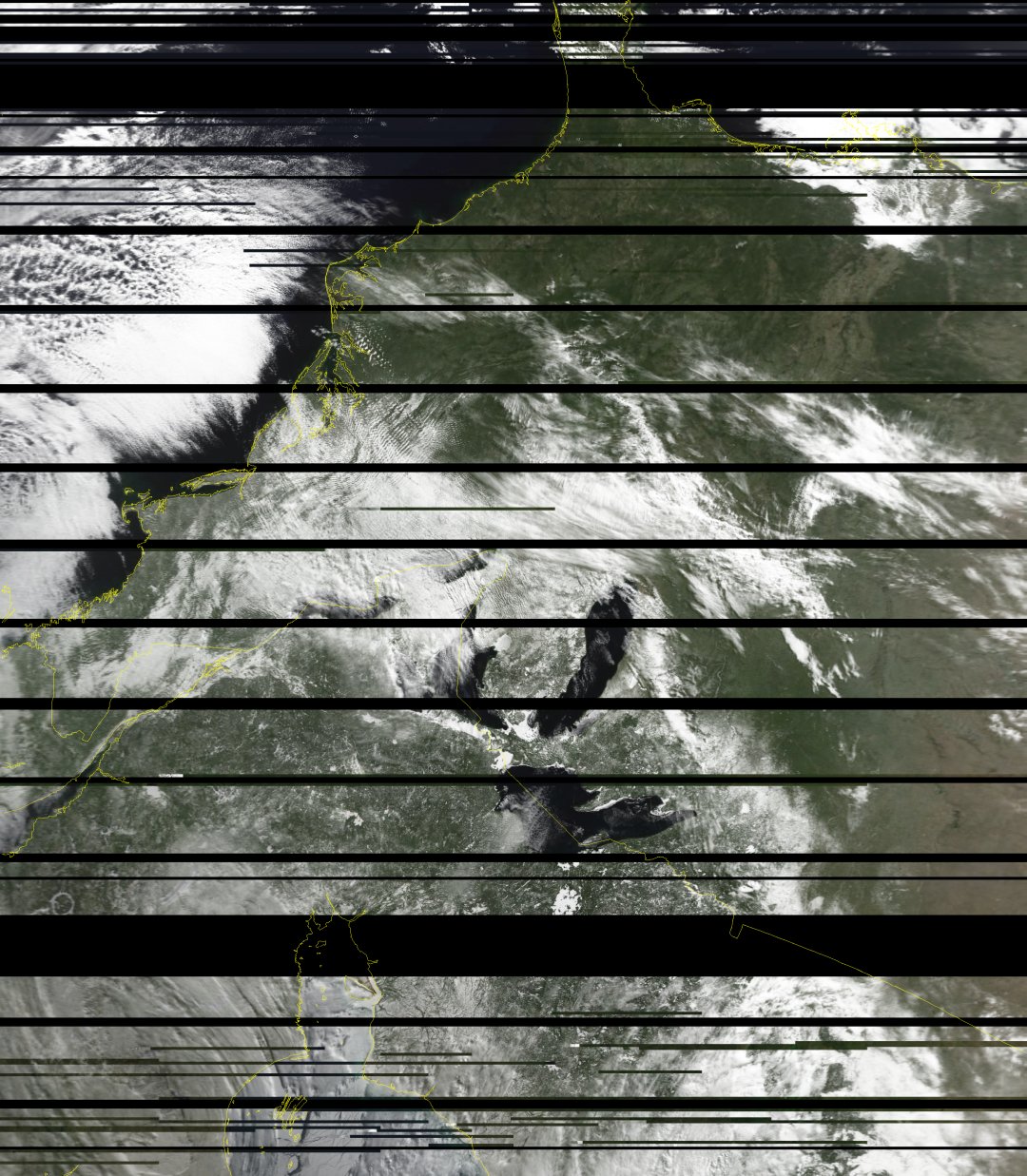 Satellite image received by the radio ground station