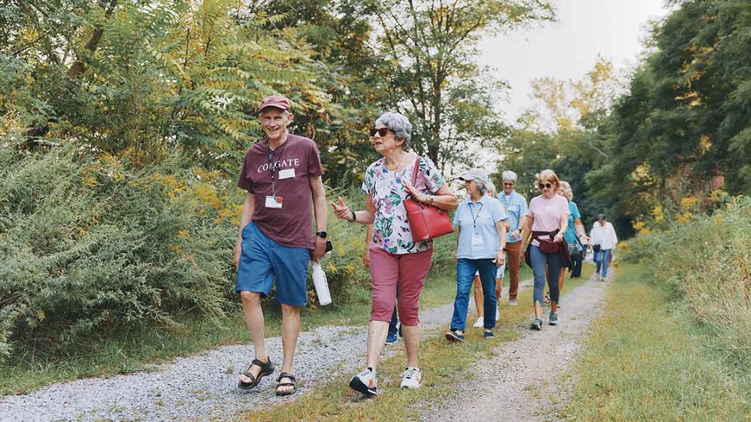 OLLI members on a walk at the RIT Tait Preserve