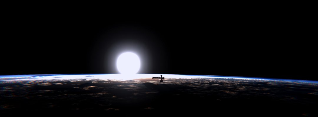 Spaceship floating in space
