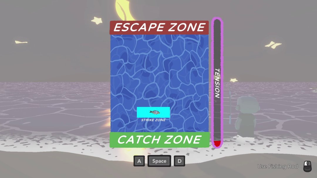 Player catching fish.