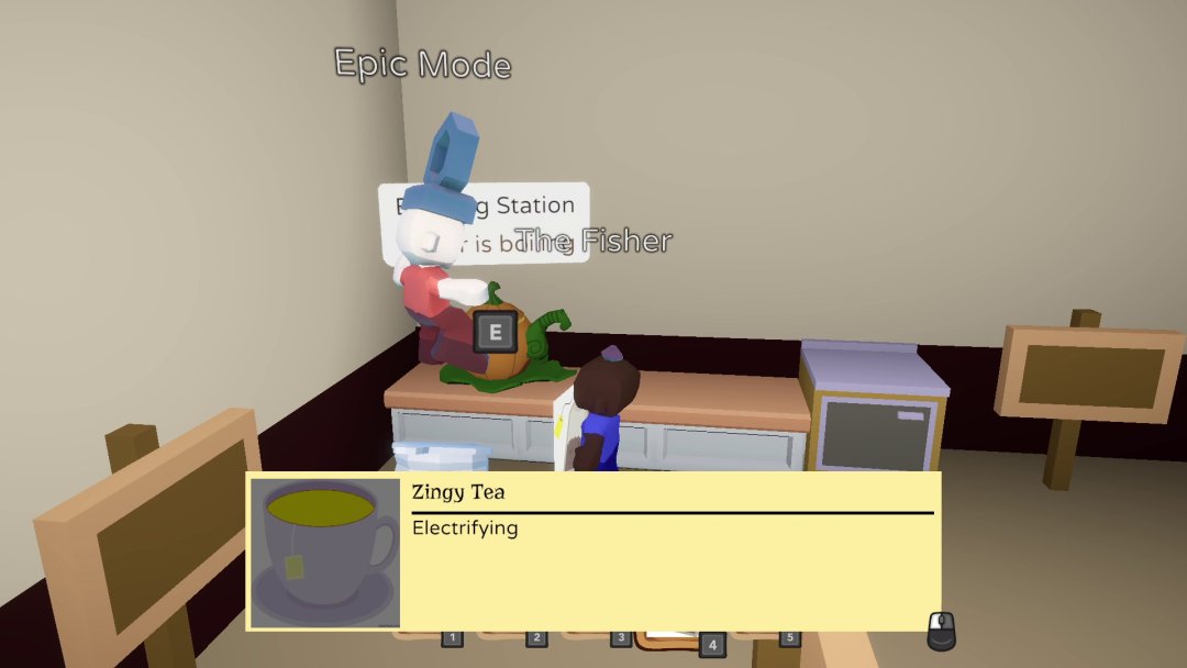 Player brewing tea.
