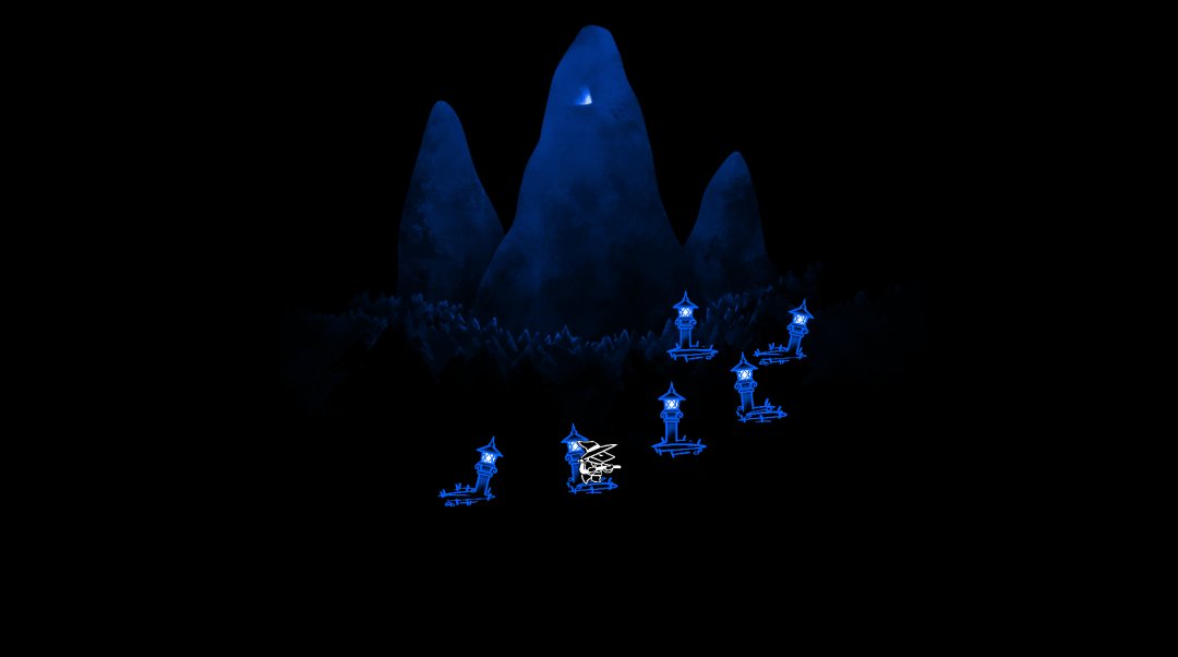 Level select screen, with each level represented by a memorial light