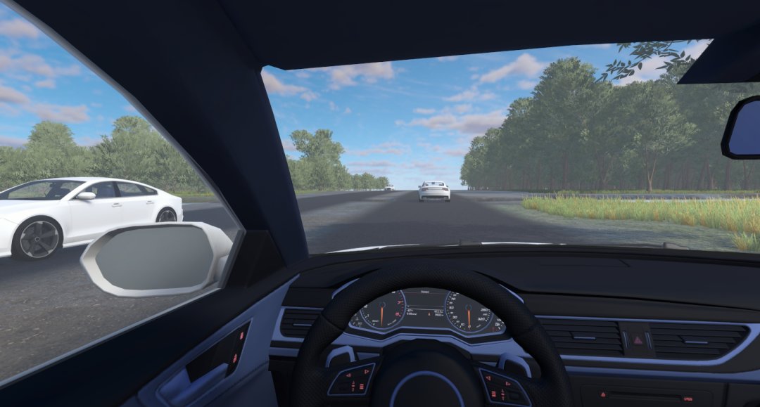 Perspective of a driver behind the wheel of a connected vehicle in our digital twin.