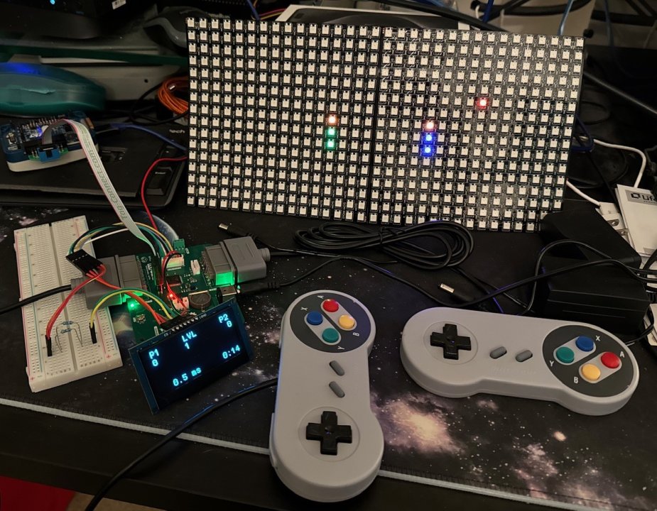Prototype board with LED display and SNES Controller