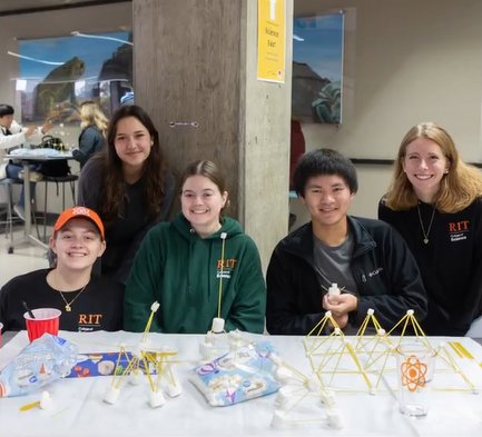 Student presenters at the table