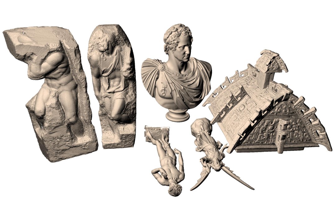 Six statues rendered at runtime, including over 1 billion triangles.