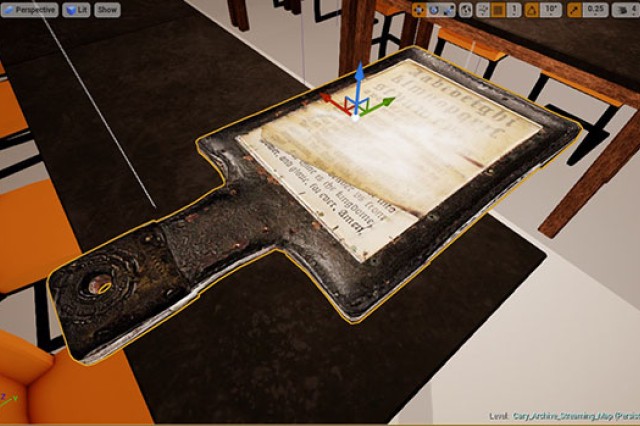 Virtual reality image of artifacts.