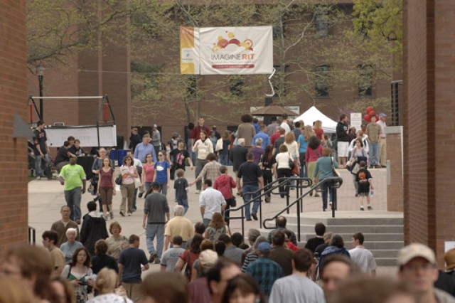 People gathered on walkway
