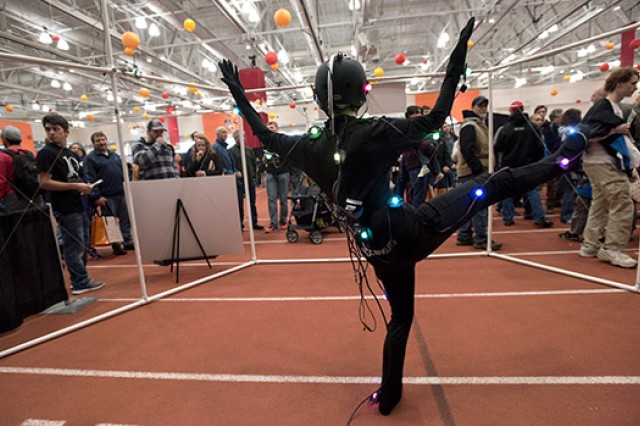 Person demonstrating augmented reality at event