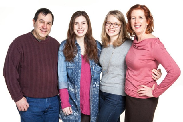 Family posing for camera