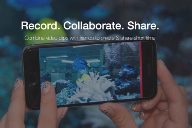 Poster displaying "Record. Collaborate. Share"