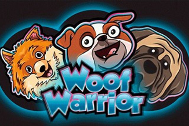 cartoon drawing of a three dogs and the words woof warrior.