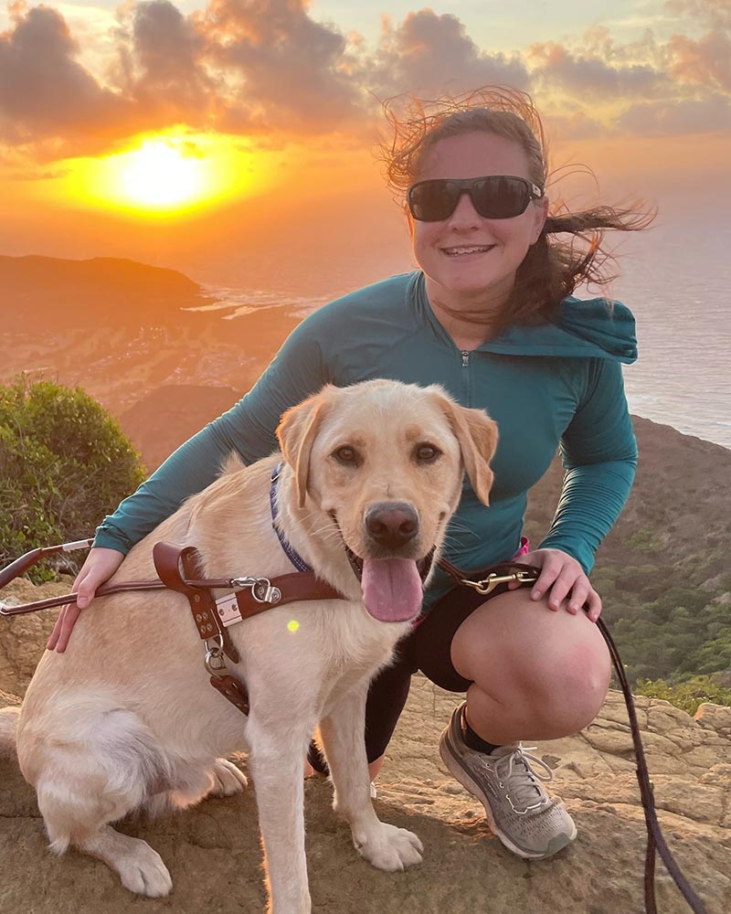 woman and her service dog.