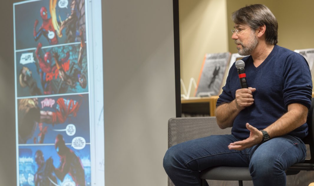 Adam Kubert giving a presentation