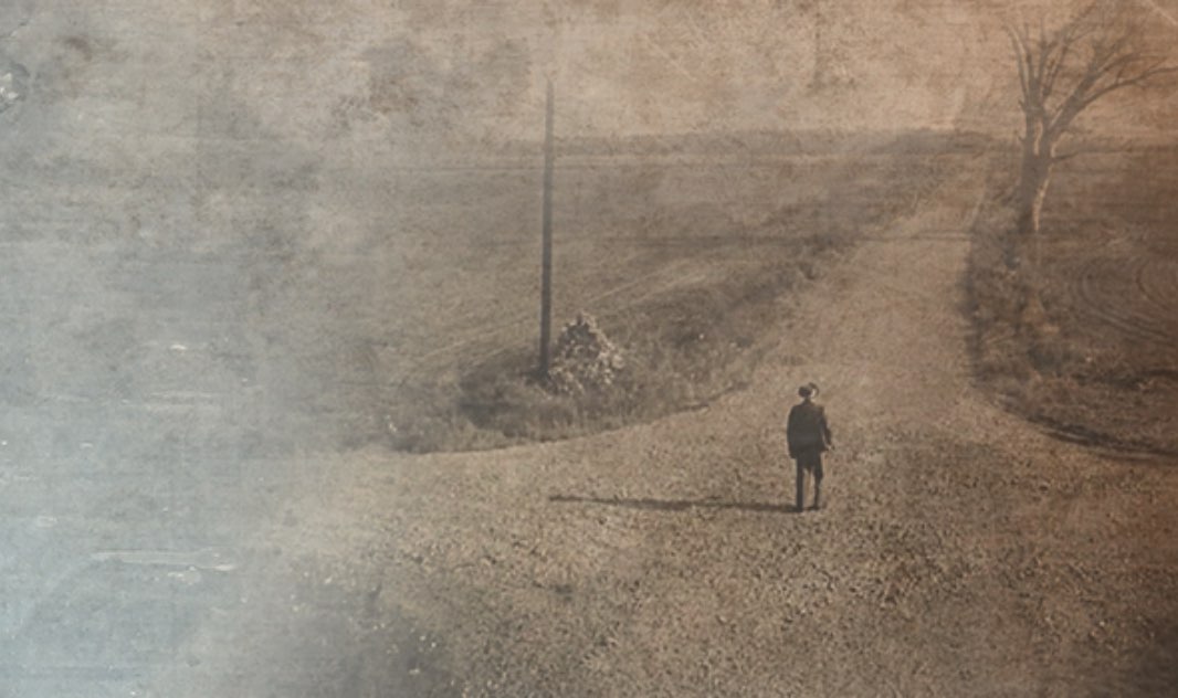 Old photograph of a crossroads