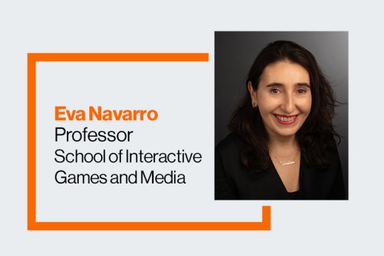 a split screen with a headshot of Navarro and an ad for her podcast appearance.