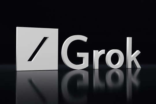 a black and white photo of the word grok